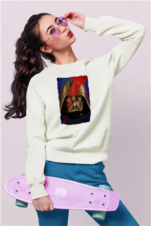 Star Wars (Dart Vader) Baskılı Beyaz Unisex Sweatshirt