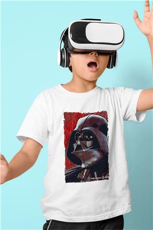 Star Wars (Dart Vader) Baskılı Beyaz Unisex Beyaz Çocuk Tişört - Tshirt