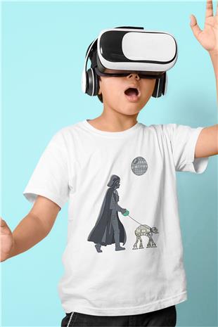 Star Wars (Dart Vader) Baskılı Beyaz Unisex Beyaz Çocuk Tişört - Tshirt