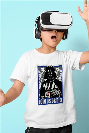 Star Wars (Dart Vader) Baskılı Beyaz Unisex Beyaz Çocuk Tişört - Tshirt
