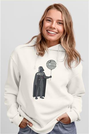 Star Wars (Dart Vader) Baskılı Beyaz Unisex Hoodie