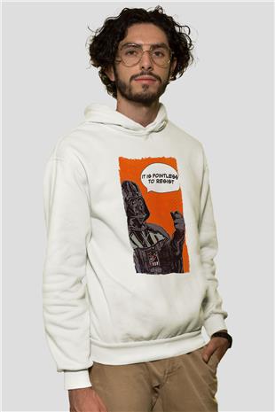 Star Wars (Dart Vader) Baskılı Beyaz Unisex Hoodie