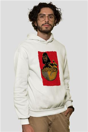 Star Wars (Dart Vader) Baskılı Beyaz Unisex Hoodie