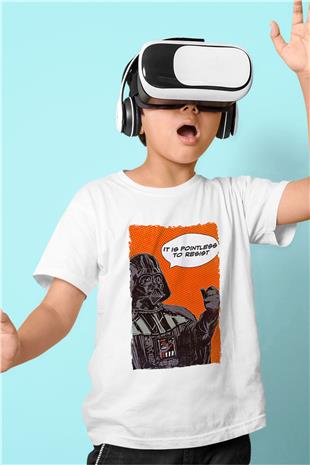 Star Wars (Dart Vader) Baskılı Beyaz Unisex Beyaz Çocuk Tişört - Tshirt