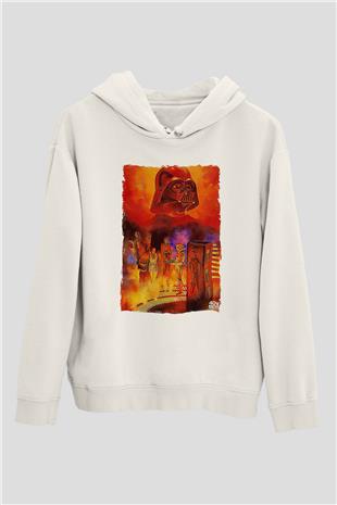 Star Wars (Dart Vader) Baskılı Beyaz Unisex Hoodie