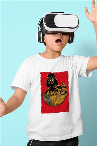 Star Wars (Dart Vader) Baskılı Beyaz Unisex Beyaz Çocuk Tişört - Tshirt