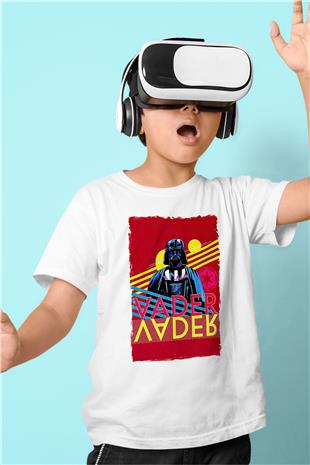Star Wars (Dart Vader) Baskılı Beyaz Unisex Beyaz Çocuk Tişört - Tshirt
