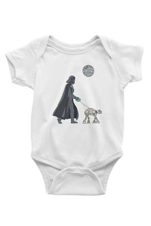 Star Wars (Dart Vader) Baskılı Beyaz Unisex Bebek Body - Zıbın