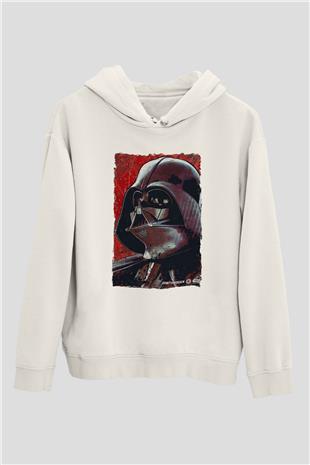 Star Wars (Dart Vader) Baskılı Beyaz Unisex Hoodie