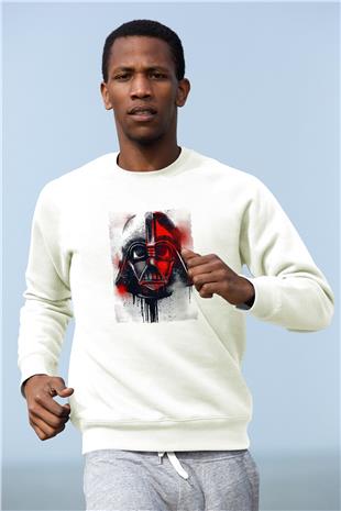 Star Wars (Dart Vader) Baskılı Beyaz Unisex Sweatshirt