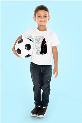 Star Wars (Dart Vader) Baskılı Beyaz Unisex Beyaz Çocuk Tişört - Tshirt