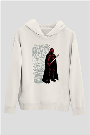 Star Wars (Dart Vader) Baskılı Beyaz Unisex Hoodie
