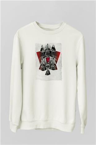 Star Wars (Dart Vader) Baskılı Beyaz Unisex Sweatshirt