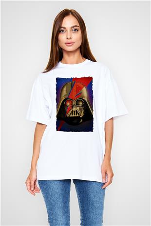 Star Wars (Dart Vader) Baskılı Beyaz Unisex Oversize Tişört - Tshirt