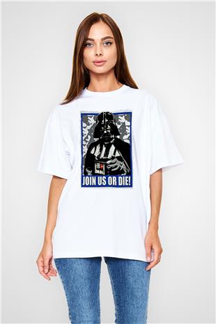 Star Wars (Dart Vader) Baskılı Beyaz Unisex Oversize Tişört - Tshirt