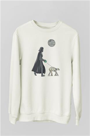 Star Wars (Dart Vader) Baskılı Beyaz Unisex Sweatshirt