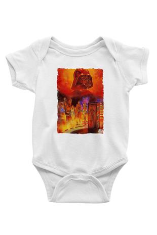 Star Wars (Dart Vader) Baskılı Beyaz Unisex Bebek Body - Zıbın