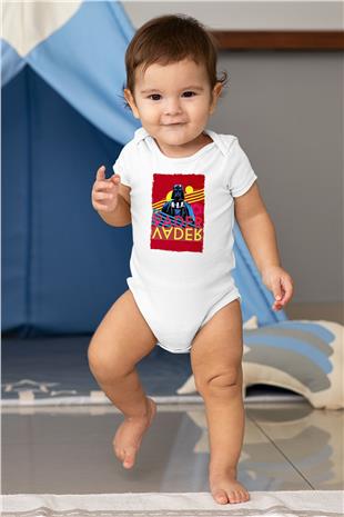Star Wars (Dart Vader) Baskılı Beyaz Unisex Bebek Body - Zıbın