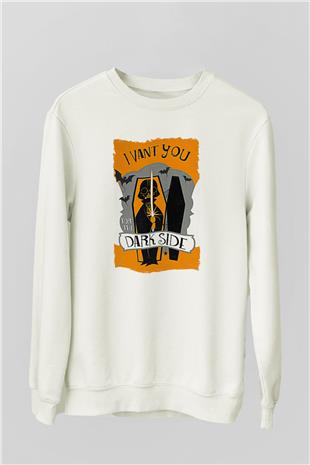 Star Wars (Dart Vader) Baskılı Beyaz Unisex Sweatshirt