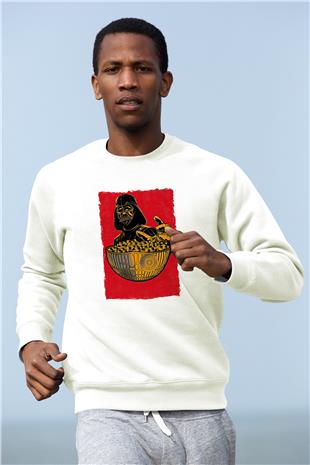 Star Wars (Dart Vader) Baskılı Beyaz Unisex Sweatshirt