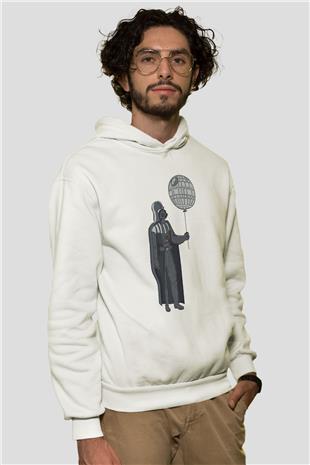 Star Wars (Dart Vader) Baskılı Beyaz Unisex Hoodie