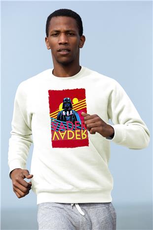 Star Wars (Dart Vader) Baskılı Beyaz Unisex Sweatshirt