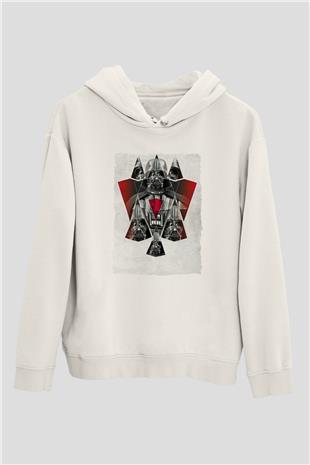 Star Wars (Dart Vader) Baskılı Beyaz Unisex Hoodie