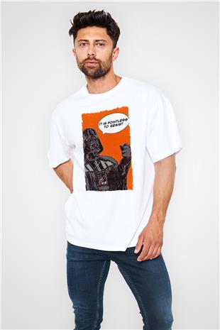 Star Wars (Dart Vader) Baskılı Beyaz Unisex Oversize Tişört - Tshirt