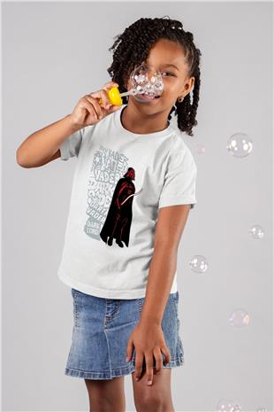 Star Wars (Dart Vader) Baskılı Beyaz Unisex Beyaz Çocuk Tişört - Tshirt