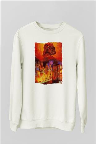 Star Wars (Dart Vader) Baskılı Beyaz Unisex Sweatshirt