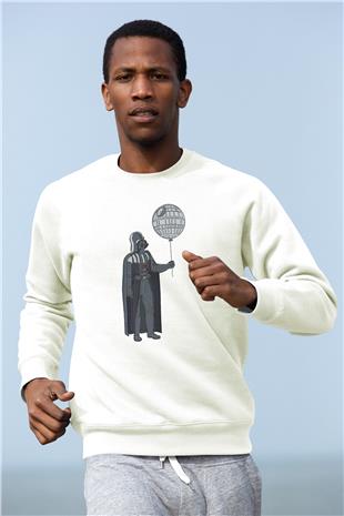 Star Wars (Dart Vader) Baskılı Beyaz Unisex Sweatshirt