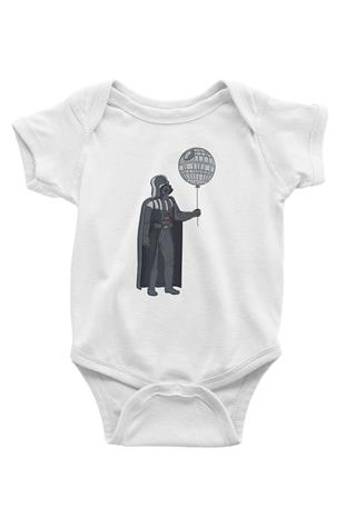 Star Wars (Dart Vader) Baskılı Beyaz Unisex Bebek Body - Zıbın