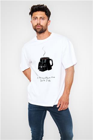 Star Wars (Dart Vader) Baskılı Beyaz Unisex Oversize Tişört - Tshirt