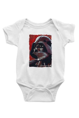 Star Wars (Dart Vader) Baskılı Beyaz Unisex Bebek Body - Zıbın