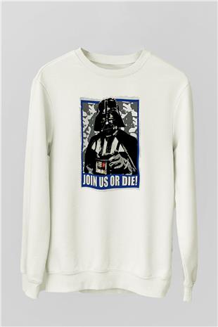 Star Wars (Dart Vader) Baskılı Beyaz Unisex Sweatshirt