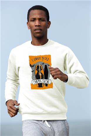 Star Wars (Dart Vader) Baskılı Beyaz Unisex Sweatshirt
