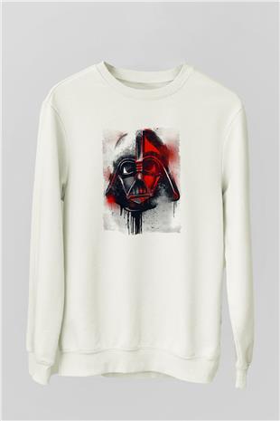 Star Wars (Dart Vader) Baskılı Beyaz Unisex Sweatshirt