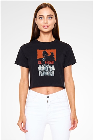 Star Wars (Dart Vader) Baskılı Siyah Crop Top Kadın Tişört - Tshirt