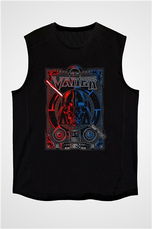 Star Wars (Dart Vader) Baskılı Unisex Siyah Kolsuz Tişört - Tshirt