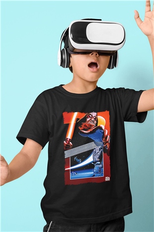 Star Wars (Dart Vader) Baskılı Unisex Siyah Çocuk Tişört - Tshirt