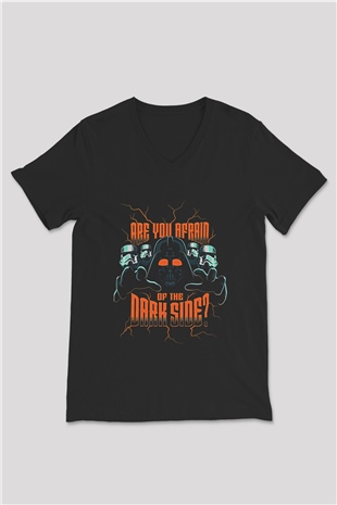 Star Wars (Dart Vader) Baskılı Unisex Siyah V Yaka Tişört - Tshirt