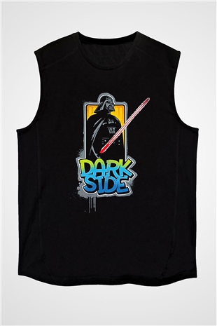 Star Wars (Dart Vader) Baskılı Unisex Siyah Kolsuz Tişört - Tshirt