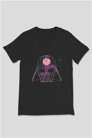 Star Wars (Dart Vader) Baskılı Unisex Siyah V Yaka Tişört - Tshirt