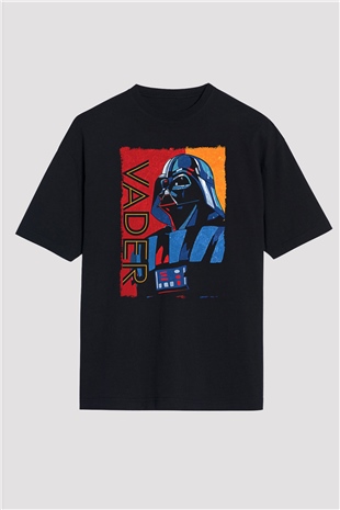 Star Wars (Dart Vader) Baskılı Unisex Siyah Oversize Tişört - Tshirt