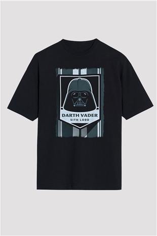 Star Wars (Dart Vader) Baskılı Unisex Siyah Oversize Tişört - Tshirt