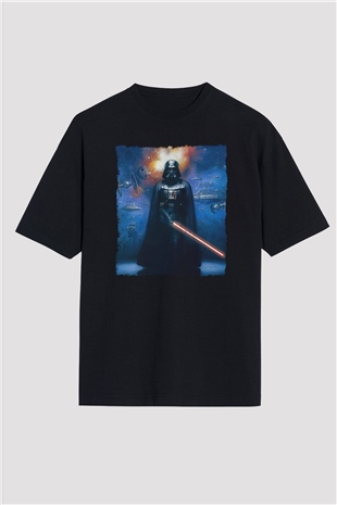 Star Wars (Dart Vader) Baskılı Unisex Siyah Oversize Tişört - Tshirt