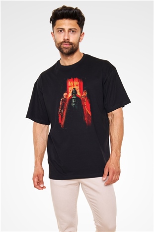 Star Wars (Dart Vader) Baskılı Unisex Siyah Oversize Tişört - Tshirt