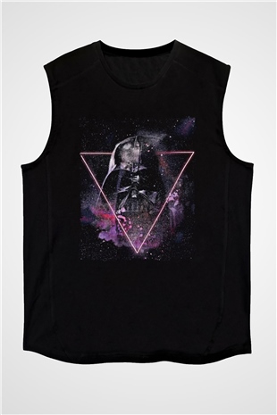 Star Wars (Dart Vader) Baskılı Unisex Siyah Kolsuz Tişört - Tshirt