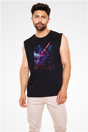 Star Wars (Dart Vader) Baskılı Unisex Siyah Kolsuz Tişört - Tshirt