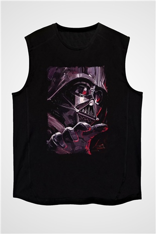 Star Wars (Dart Vader) Baskılı Unisex Siyah Kolsuz Tişört - Tshirt